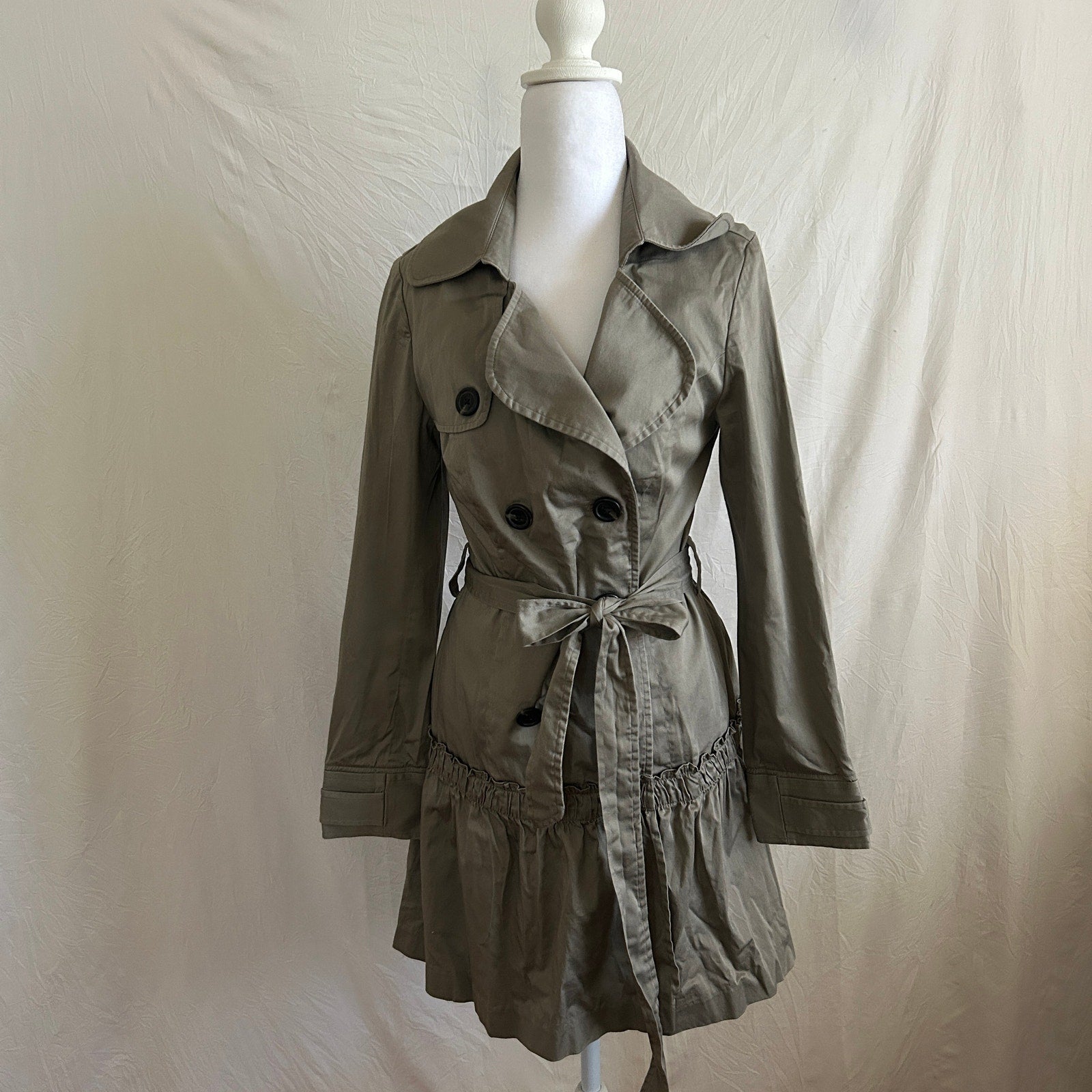 skirted coat with waist belt