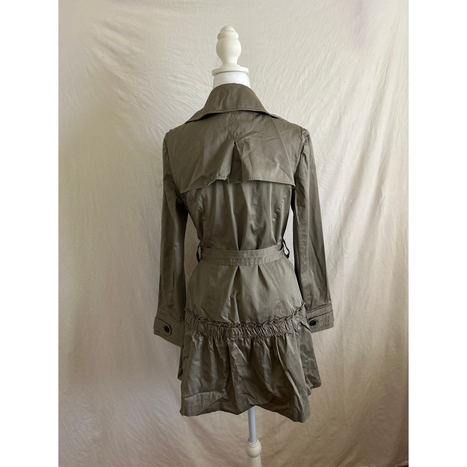 skirted coat with waist belt