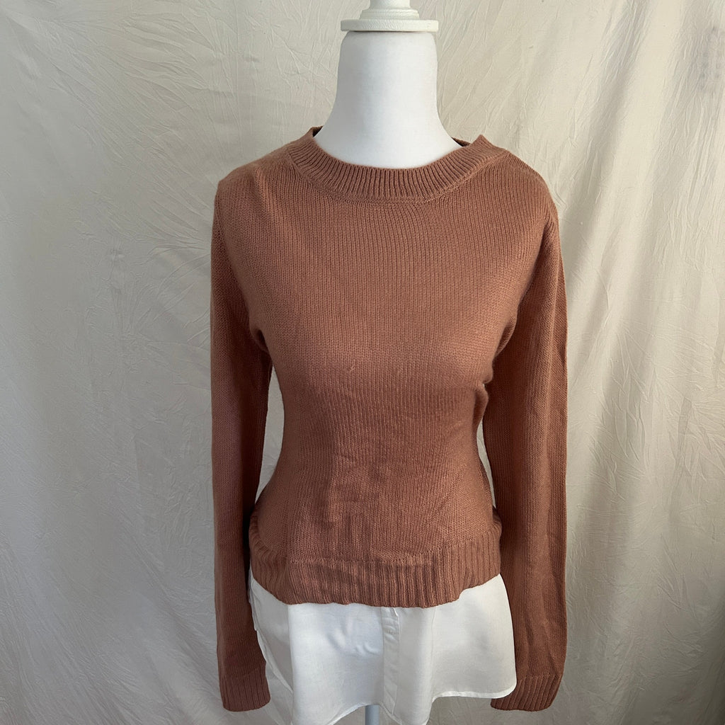 Pink & White Double Layer Knit Sweater