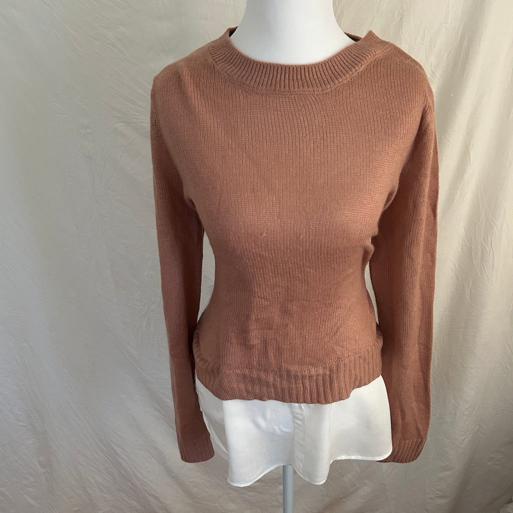 Pink & White Double Layer Knit Sweater